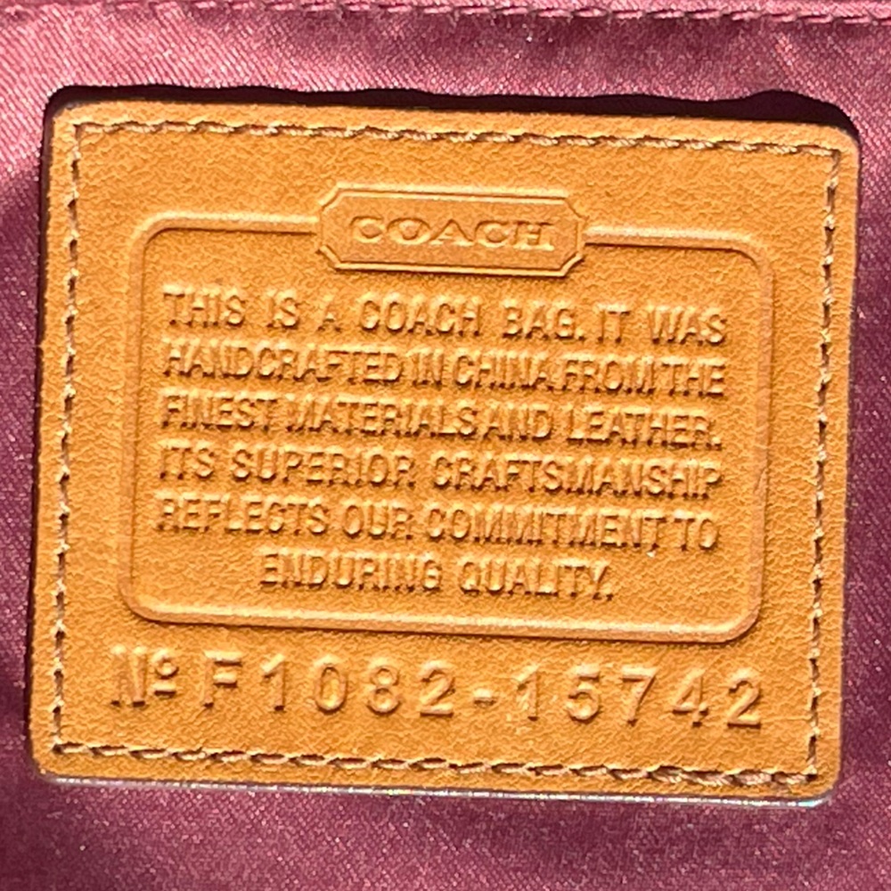 Coach; Golden Brown Leather Hobo Bag; 3 Section; Burgundy Interior; Duel Handles - Picture 13 of 16